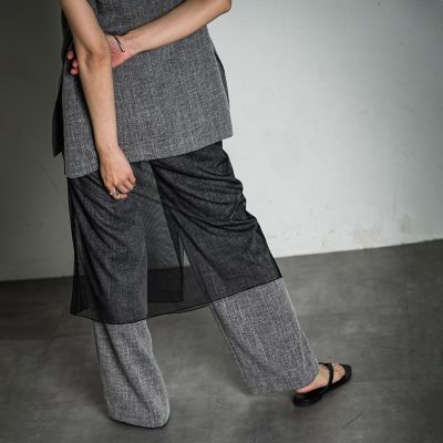 メランジイージーワイドパンツ≪洗濯機で洗える≫