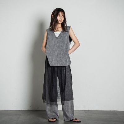 メランジイージーワイドパンツ≪洗濯機で洗える≫