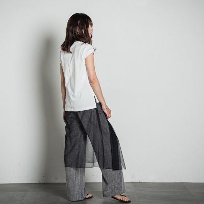 メランジイージーワイドパンツ≪洗濯機で洗える≫
