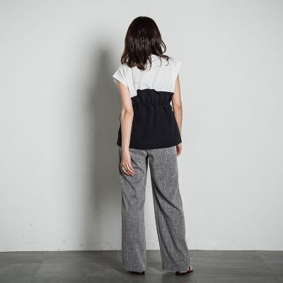 メランジイージーワイドパンツ≪洗濯機で洗える≫