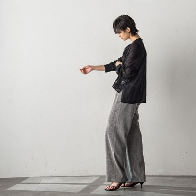 メランジイージーワイドパンツ≪洗濯機で洗える≫