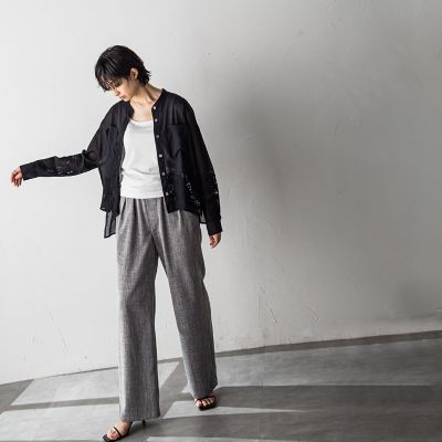 メランジイージーワイドパンツ≪洗濯機で洗える≫
