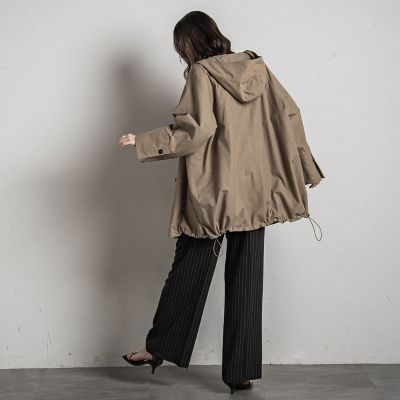 サスペンダー付きピンストライプワイドパンツ≪洗濯機で洗える≫