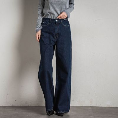 ワイドデニムパンツ≪洗濯機で洗える≫
