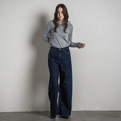 ワイドデニムパンツ≪洗濯機で洗える≫
