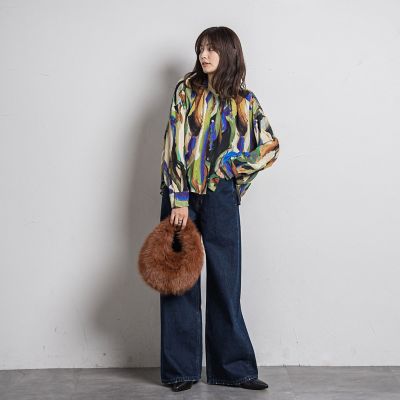 ワイドデニムパンツ≪洗濯機で洗える≫