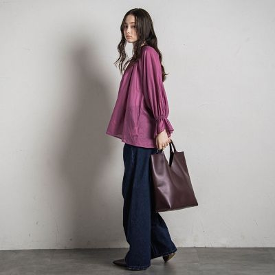 ワイドデニムパンツ≪洗濯機で洗える≫