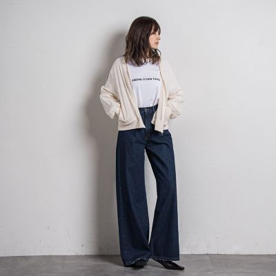 ワイドデニムパンツ≪洗濯機で洗える≫