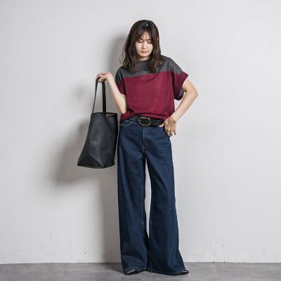 ワイドデニムパンツ≪洗濯機で洗える≫