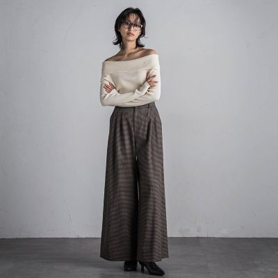 【カタログ掲載】ハンドトゥースツータックワイドパンツ≪手洗い可能≫