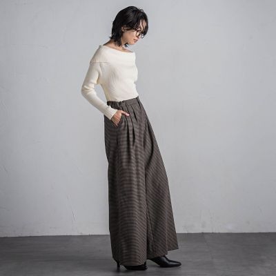 【カタログ掲載】ハンドトゥースツータックワイドパンツ≪手洗い可能≫