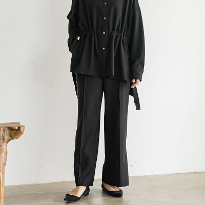 ＜MAYSON GREY（Women）＞サイドスリットワイドパンツ≪洗濯機で洗える≫