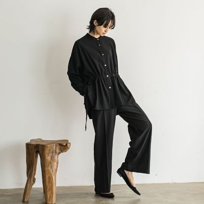 サイドスリットワイドパンツ≪洗濯機で洗える≫