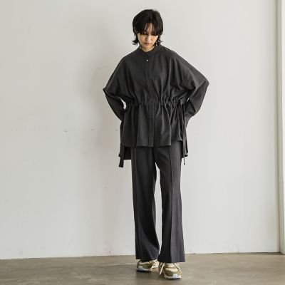 サイドスリットワイドパンツ≪洗濯機で洗える≫