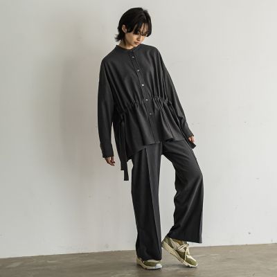 サイドスリットワイドパンツ≪洗濯機で洗える≫