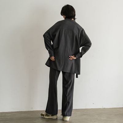 サイドスリットワイドパンツ≪洗濯機で洗える≫
