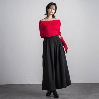 梳毛調カーゴキュロットパンツ≪手洗い可能≫