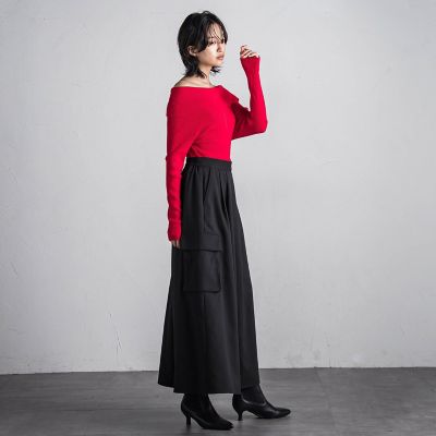 梳毛調カーゴキュロットパンツ≪手洗い可能≫