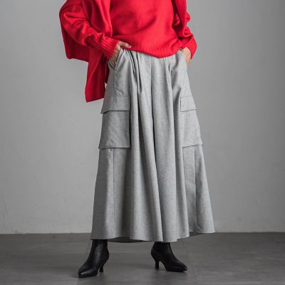 梳毛調カーゴキュロットパンツ≪手洗い可能≫