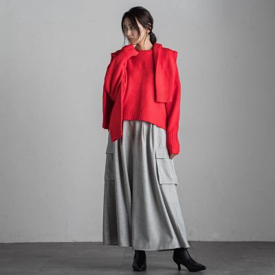 梳毛調カーゴキュロットパンツ≪手洗い可能≫