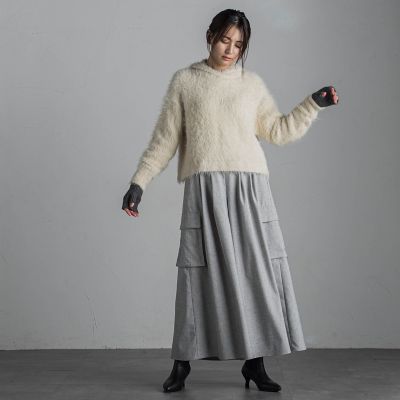 梳毛調カーゴキュロットパンツ≪手洗い可能≫