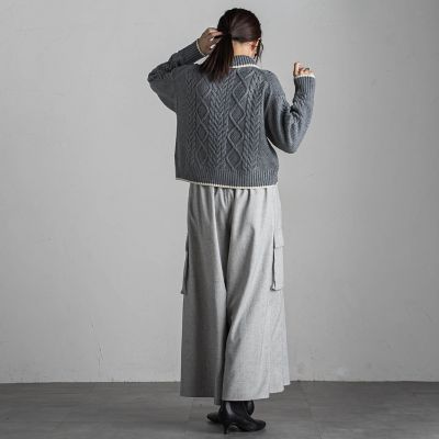 梳毛調カーゴキュロットパンツ≪手洗い可能≫