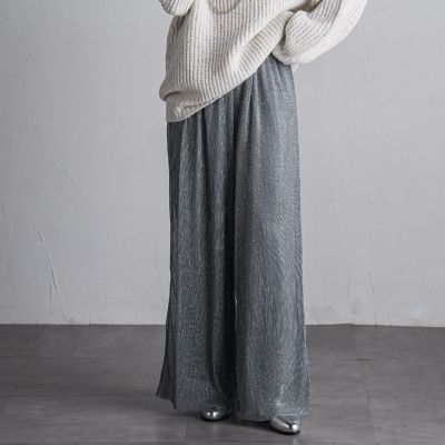 【ＷＥＢ限定】シアーラメプリーツパンツ≪洗濯機で洗える≫