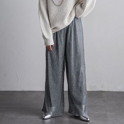【ＷＥＢ限定】シアーラメプリーツパンツ≪洗濯機で洗える≫