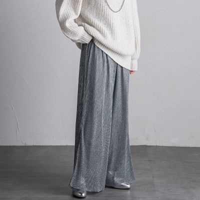 【ＷＥＢ限定】シアーラメプリーツパンツ≪洗濯機で洗える≫