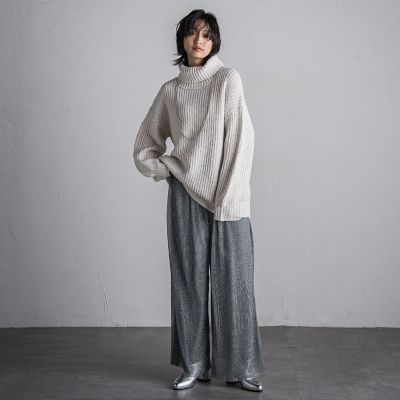 【ＷＥＢ限定】シアーラメプリーツパンツ≪洗濯機で洗える≫