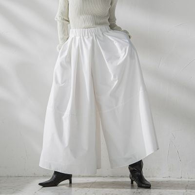 タックボリュームキュロットパンツ≪洗濯機で洗える≫