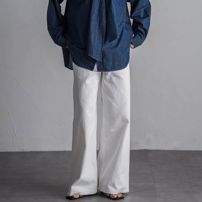 デニムワイドパンツ≪洗濯機で洗える≫