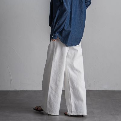 デニムワイドパンツ≪洗濯機で洗える≫