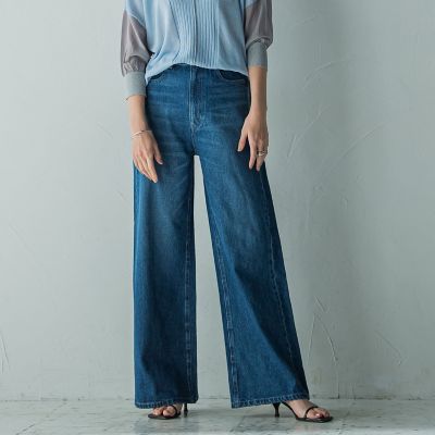 デニムワイドパンツ≪洗濯機で洗える≫