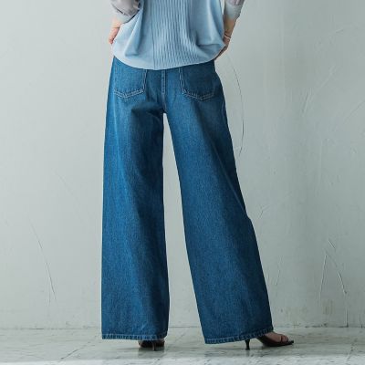 デニムワイドパンツ≪洗濯機で洗える≫