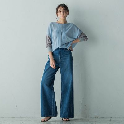 デニムワイドパンツ≪洗濯機で洗える≫