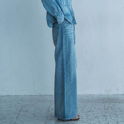 デニムワイドパンツ≪洗濯機で洗える≫