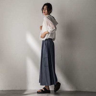 【新色追加】シャンブレーカーゴキュロットパンツ