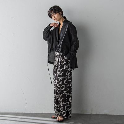 フラワープリントリラックスタックワイドパンツ