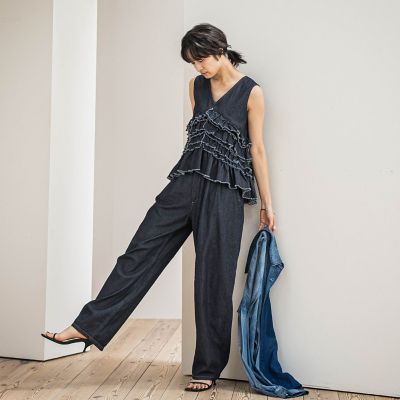 デニムリラックスカーブパンツ≪洗濯機で洗える≫