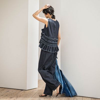デニムリラックスカーブパンツ≪洗濯機で洗える≫