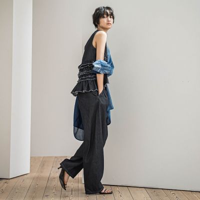 デニムリラックスカーブパンツ≪洗濯機で洗える≫