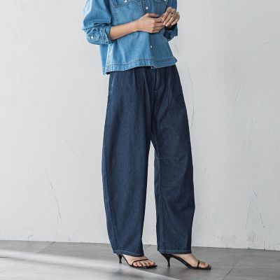 デニムリラックスカーブパンツ≪洗濯機で洗える≫