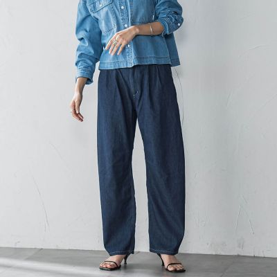 デニムリラックスカーブパンツ≪洗濯機で洗える≫