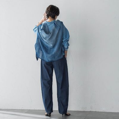 デニムリラックスカーブパンツ≪洗濯機で洗える≫