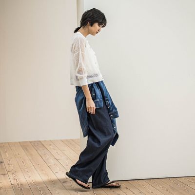 デニムリラックスカーブパンツ≪洗濯機で洗える≫