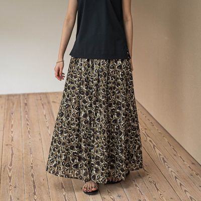 レオパード柄タックボリュームキュロットパンツ≪手洗い可能≫