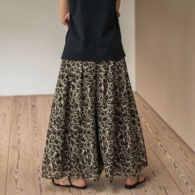 レオパード柄タックボリュームキュロットパンツ≪手洗い可能≫
