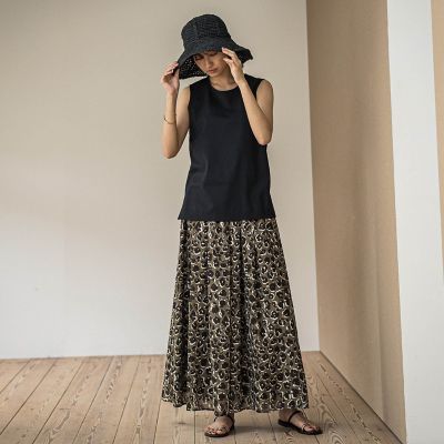 レオパード柄タックボリュームキュロットパンツ≪手洗い可能≫