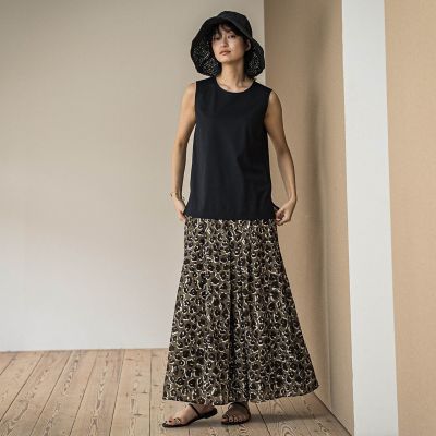 レオパード柄タックボリュームキュロットパンツ≪手洗い可能≫